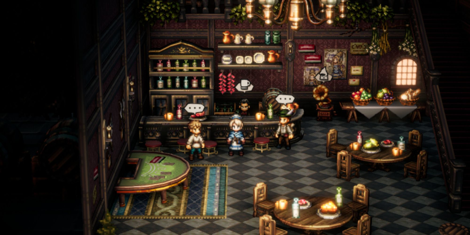 Octopath Traveler 2, Castti inside the New Delsta Tavern