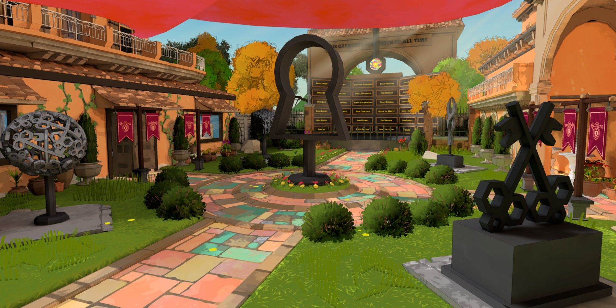 Outside courtyard in Escape Academy