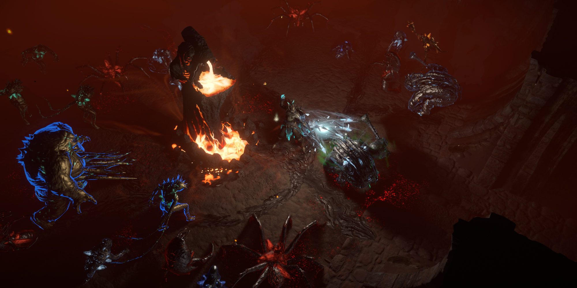 Path of Exile Character Fighting Near A Crucible Forge