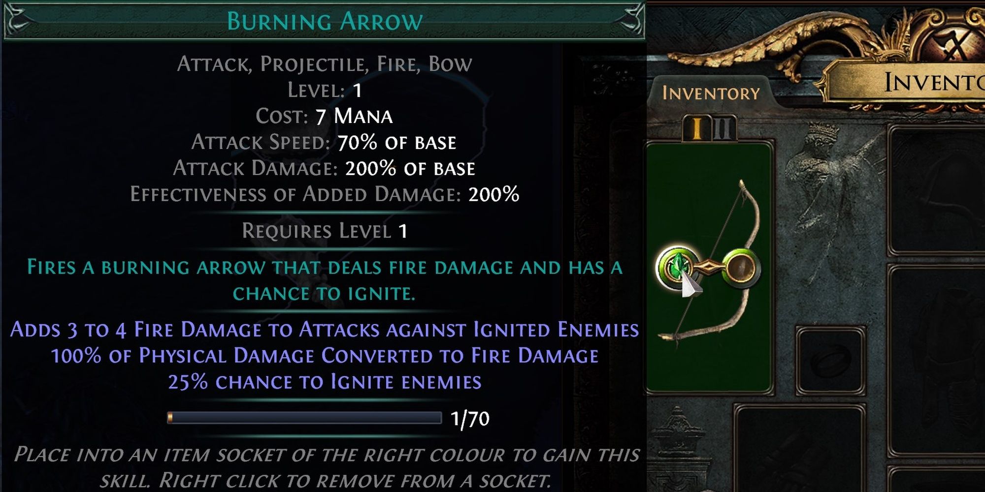 Path of Exile Skill Gem Socketed In Bow Alt