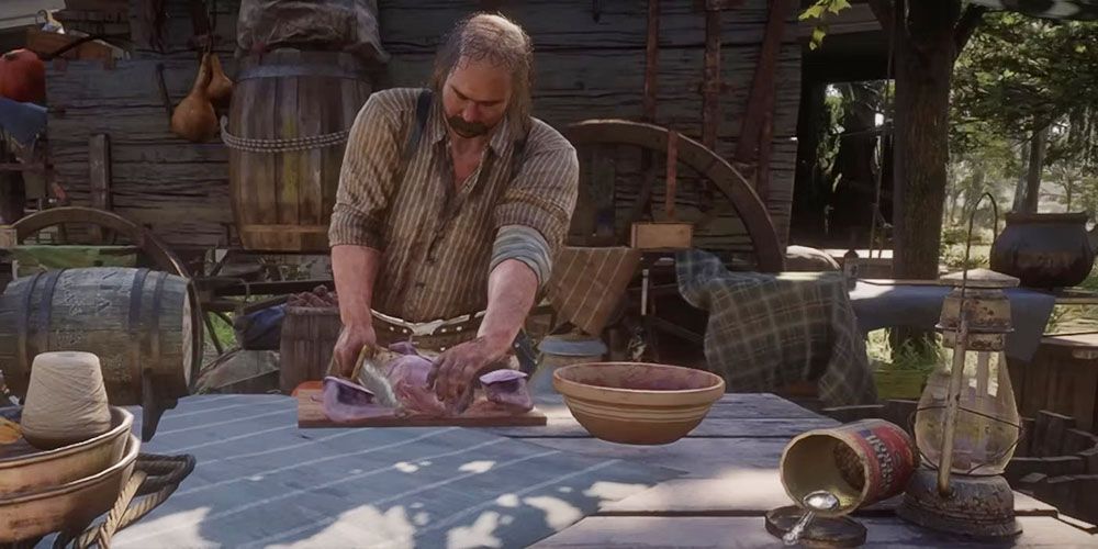 Pearson Cooking at Camp RDR2