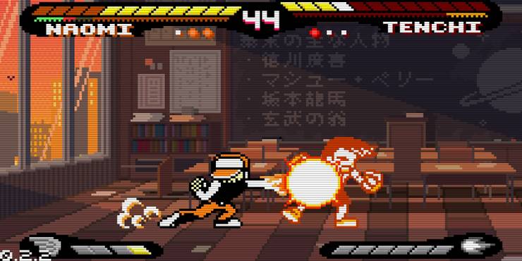 Naomi and Tenchi fighting in Pocket Rumble