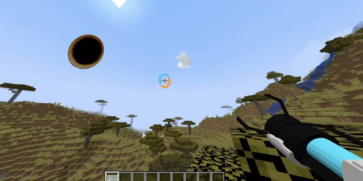 Portal Gun shoots a portal in the sky