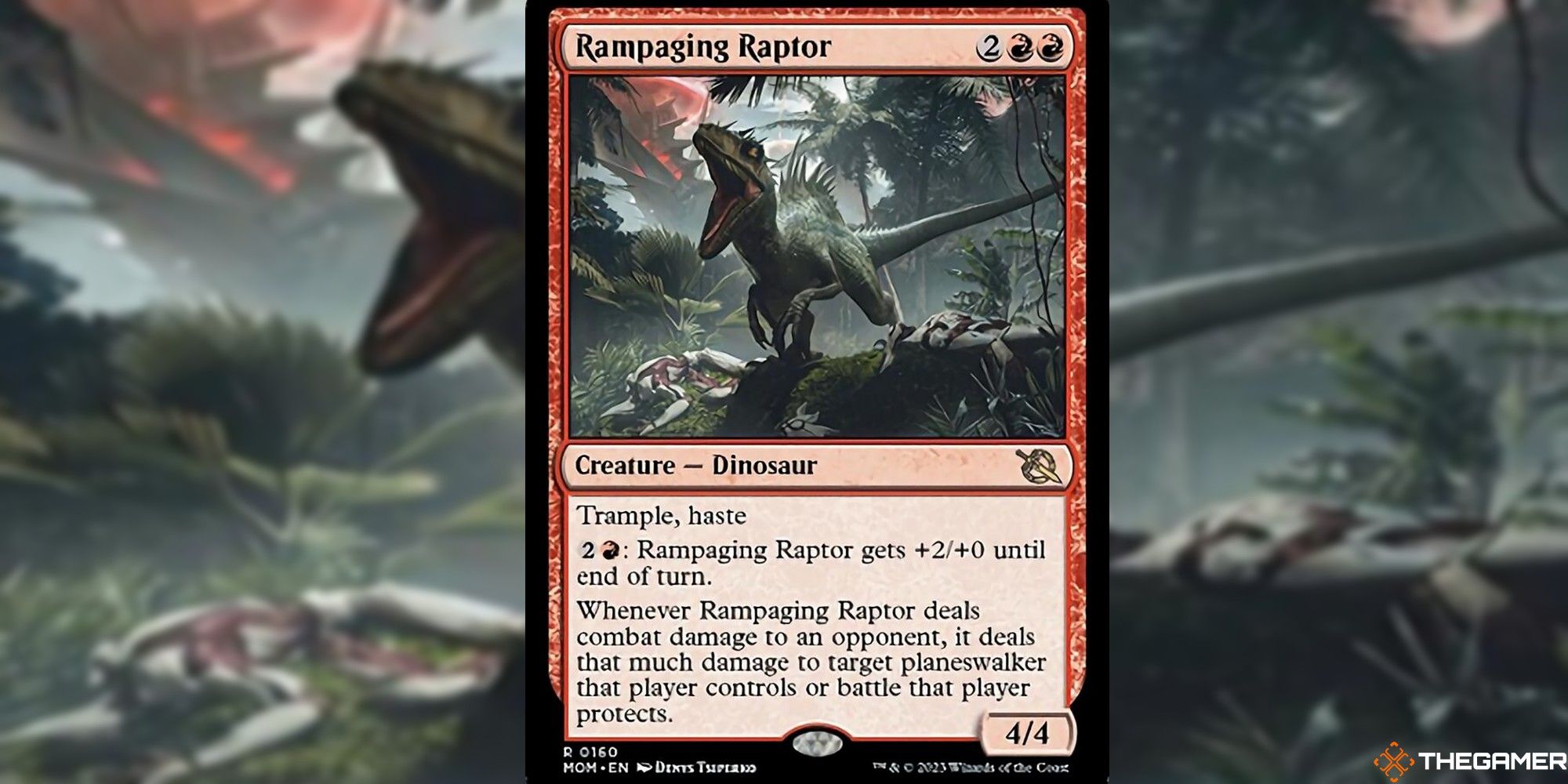 Raptor rampage card and art background from Magic the Gathering.