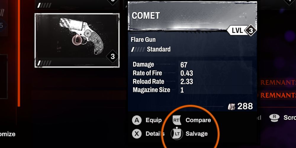 Redfall Screenshot Of Comet Weapon With Salvage Highlighted