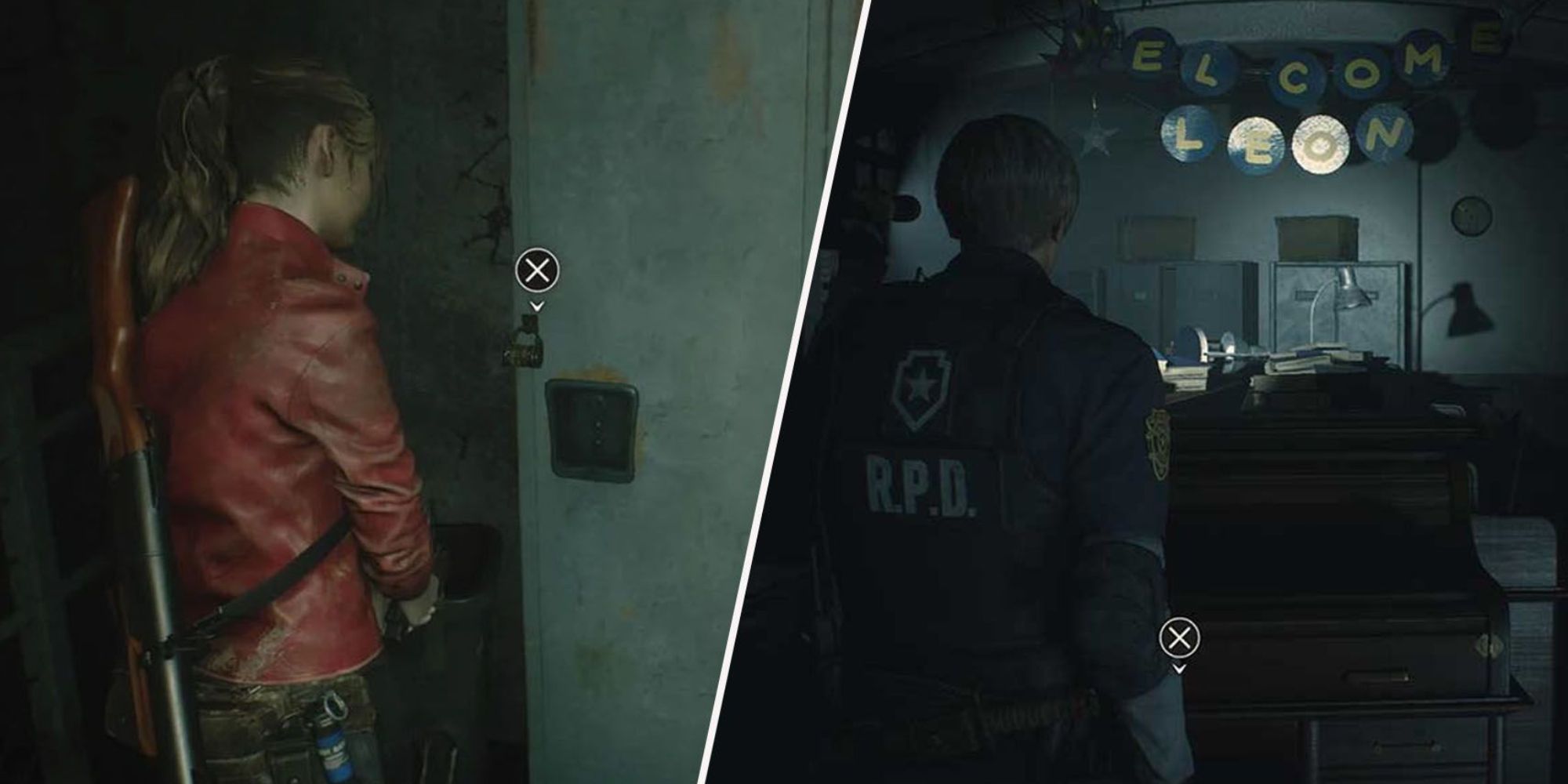 Resident Evil 2 Locker Codes Solution Featured Split Image Claire And Leon Finding Locker Codes