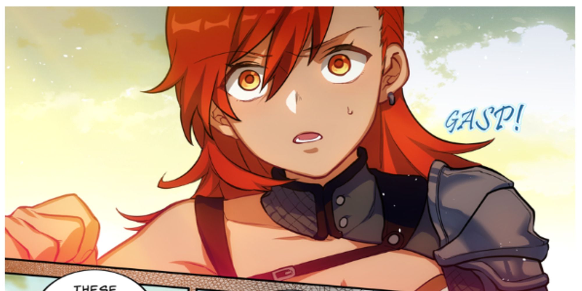 A screenshot of Venessa gasping on the game's comic.
