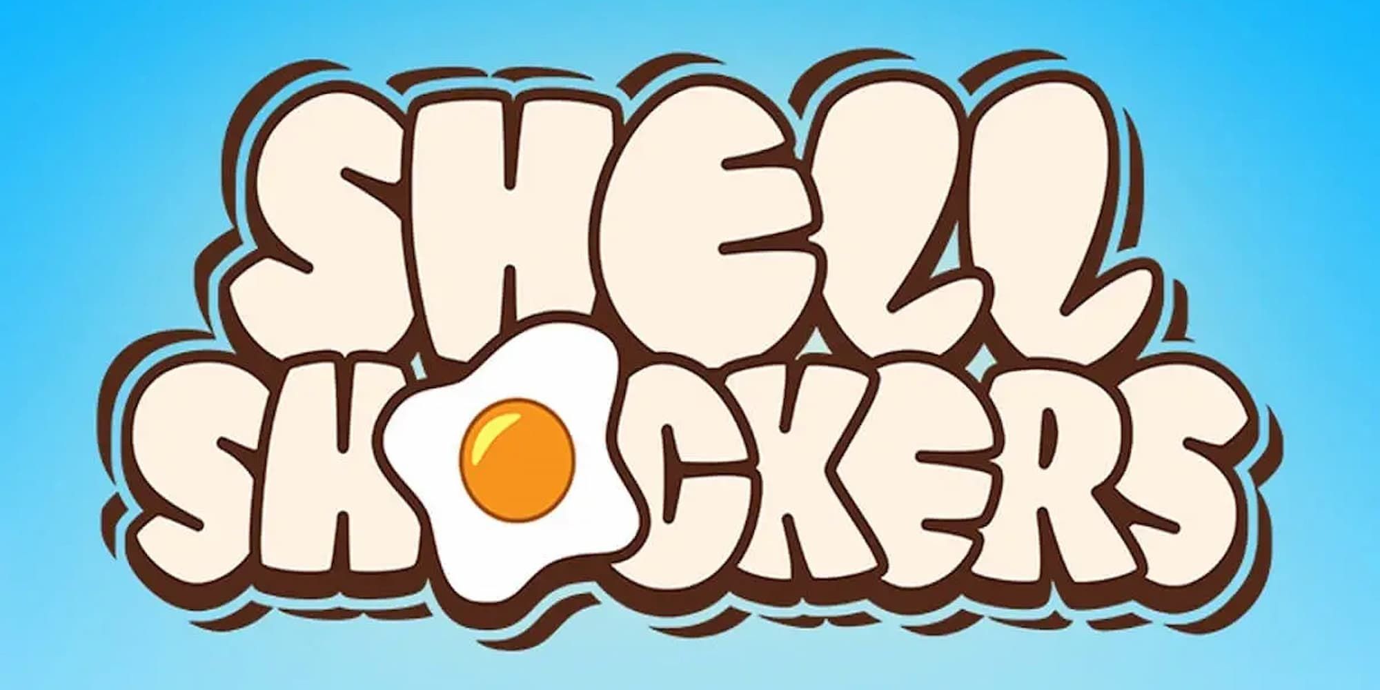 The Shell Shockers logo has the 'O' replaced with a cracked egg over a light blue background.