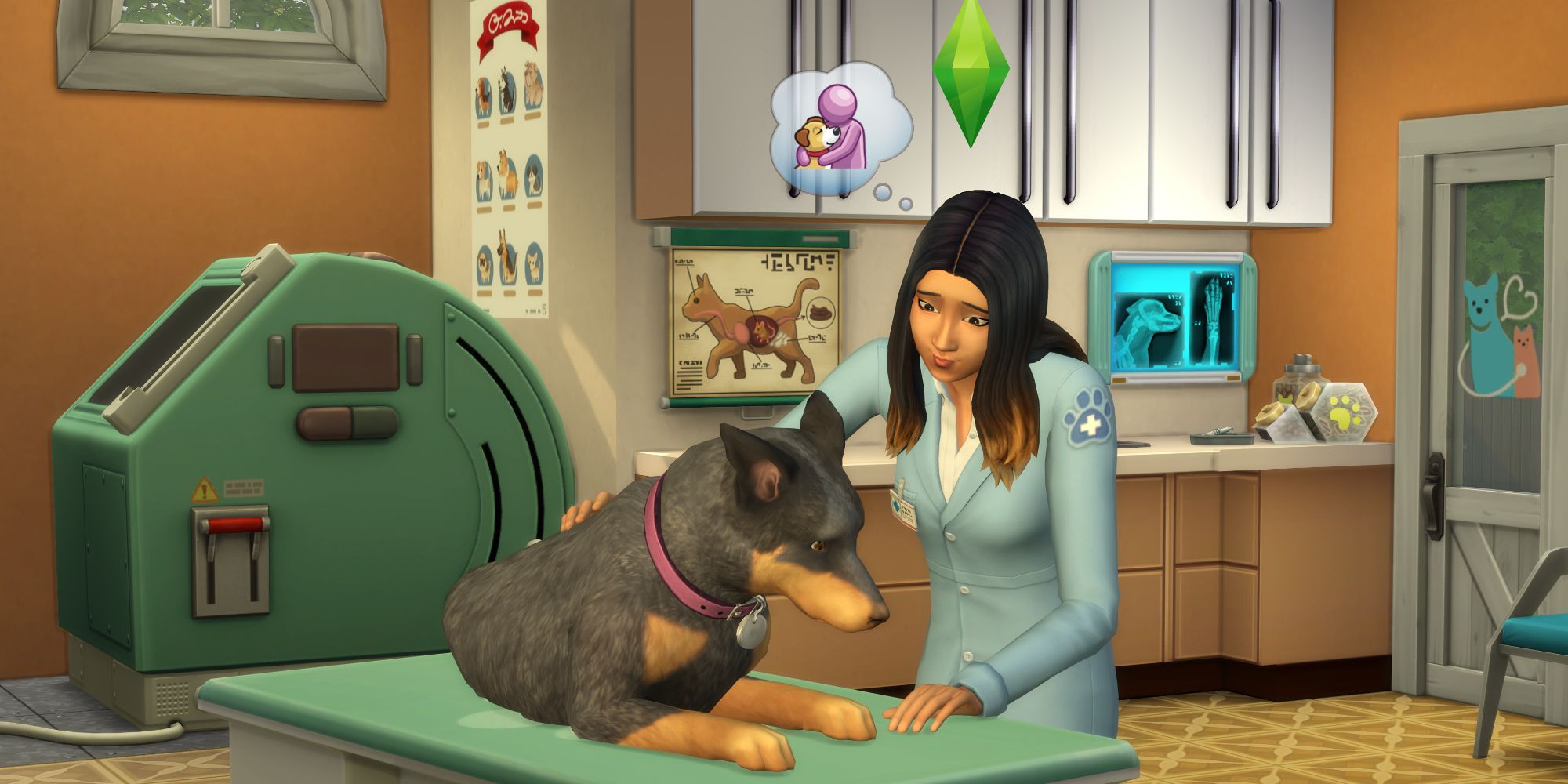 Sims 4 cats and dogs vet examining a dog