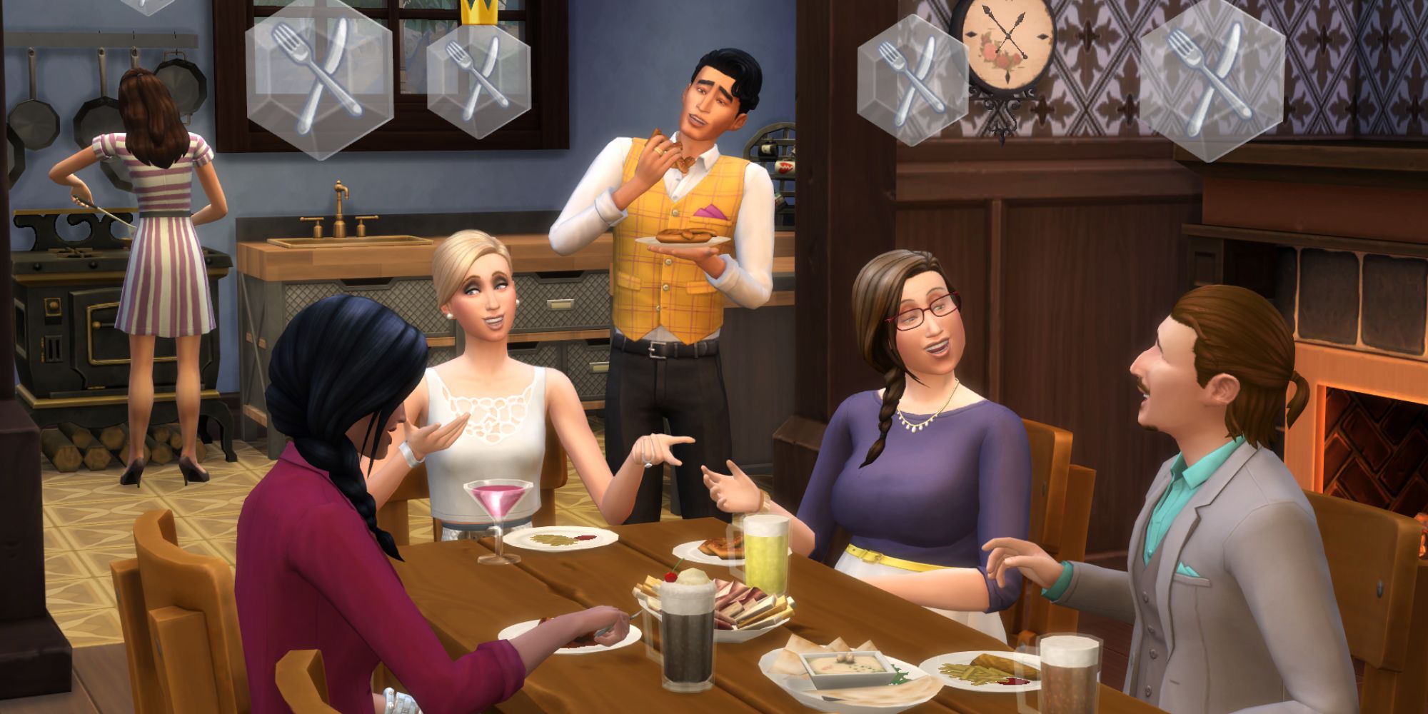 Sims 4 get together group having a meal together
