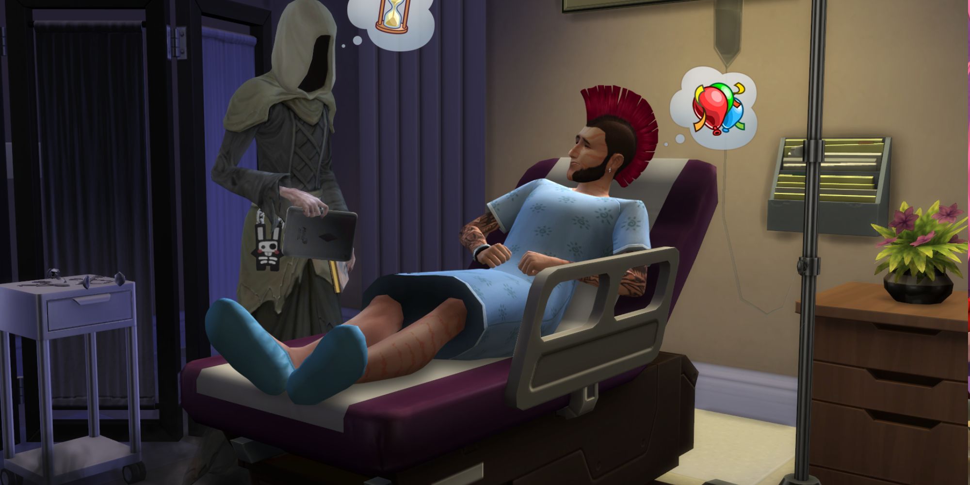 SIms 4 grim in hospital with a sim