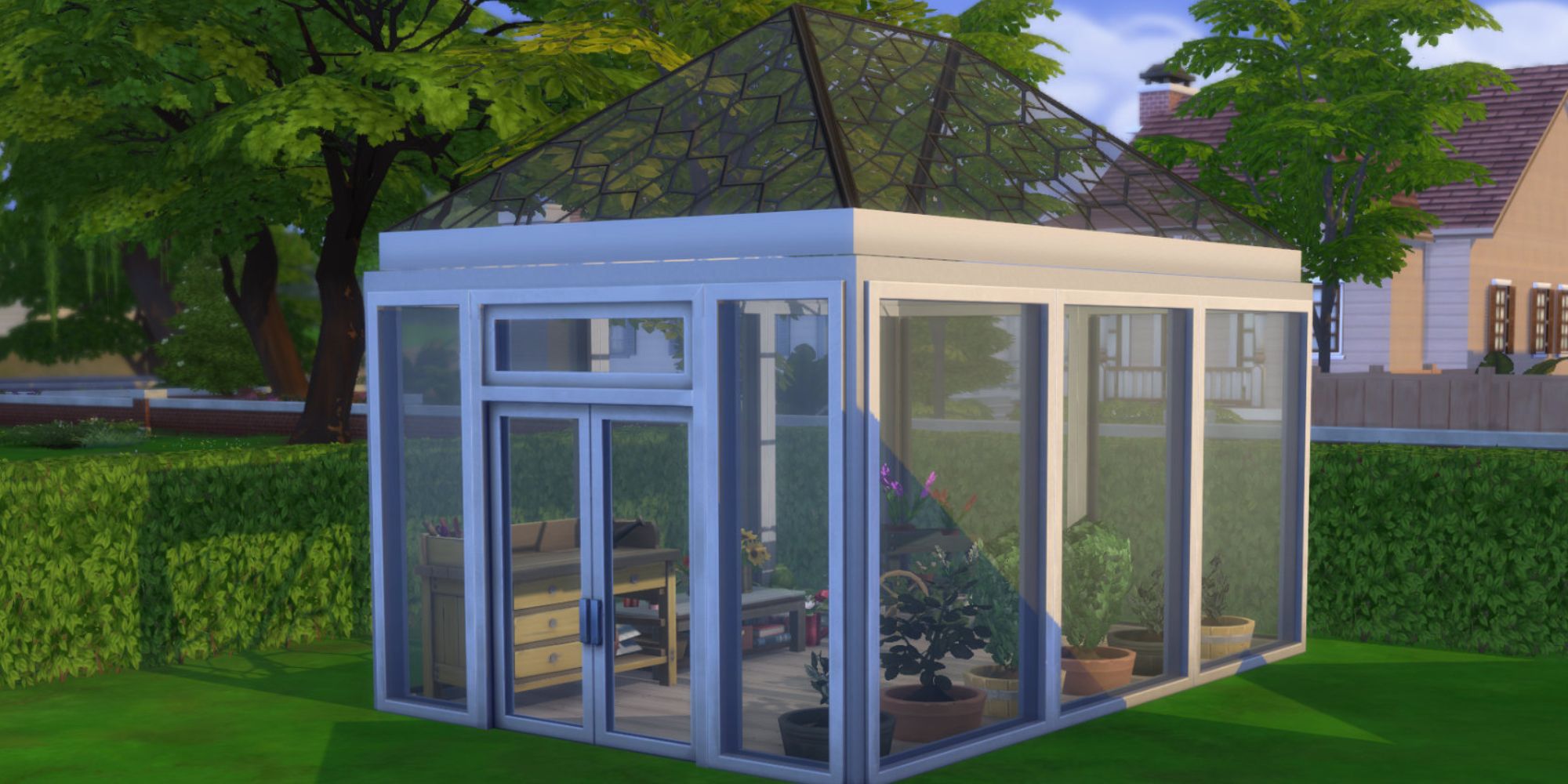 Sims 4 Seasons Greenhouse with plants inside