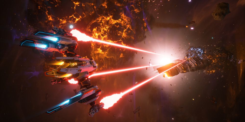 spaceship firing flak cannon in everspace 2