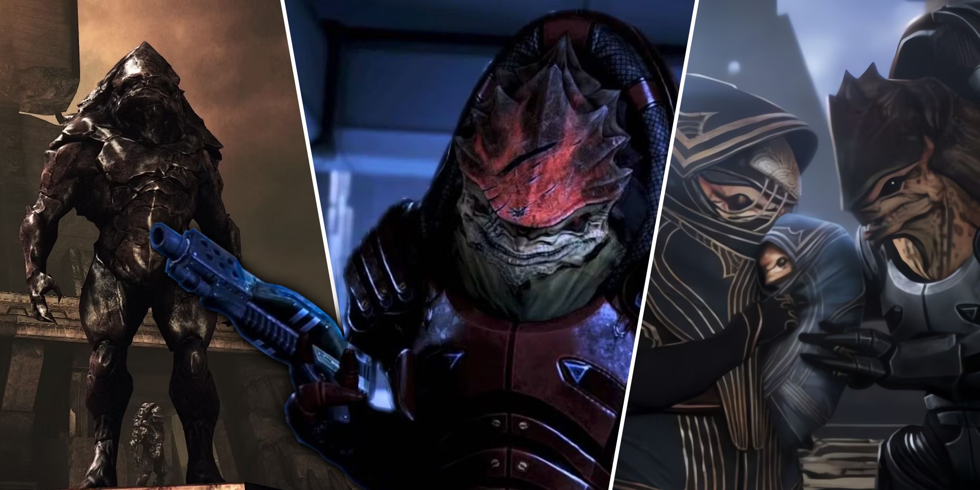 Split image of Krogans from Mass Effect