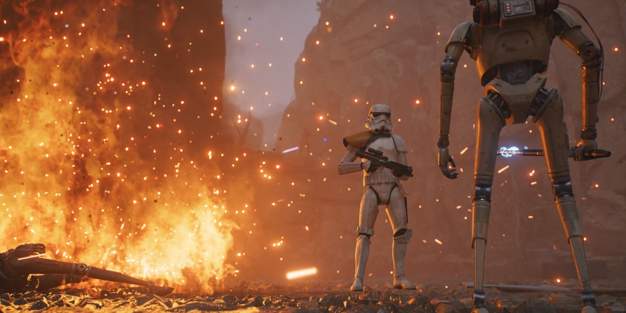 STAR WARS Jedi_ Survivor Stormtroopers surrounded by fire