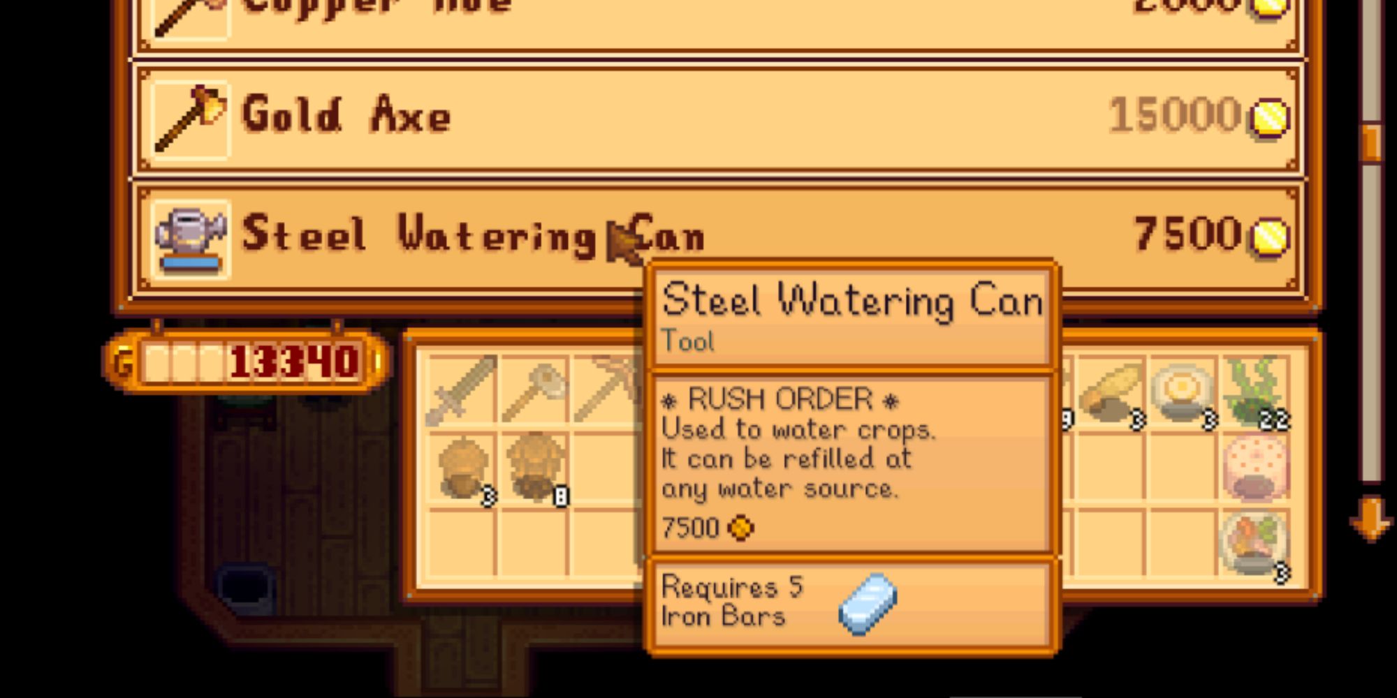 Rush Order at Clint's mod In Stardew Valley.