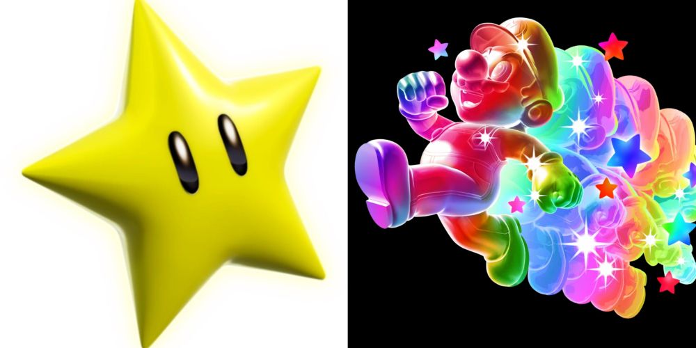 video game starman and rainbow mario