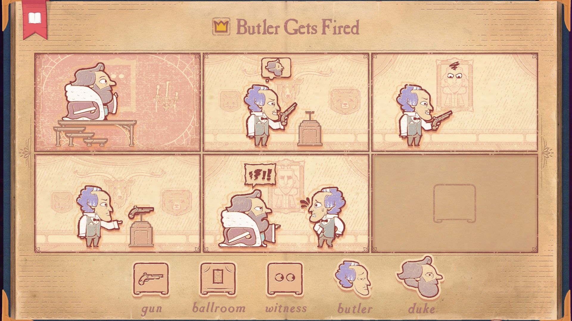 The solution for the Thief section of Storyteller, showing the Butler getting fired.