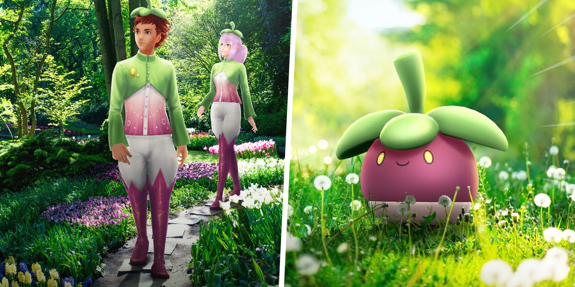 Bounsweet and the Bounsweet costume in Pokemon Go