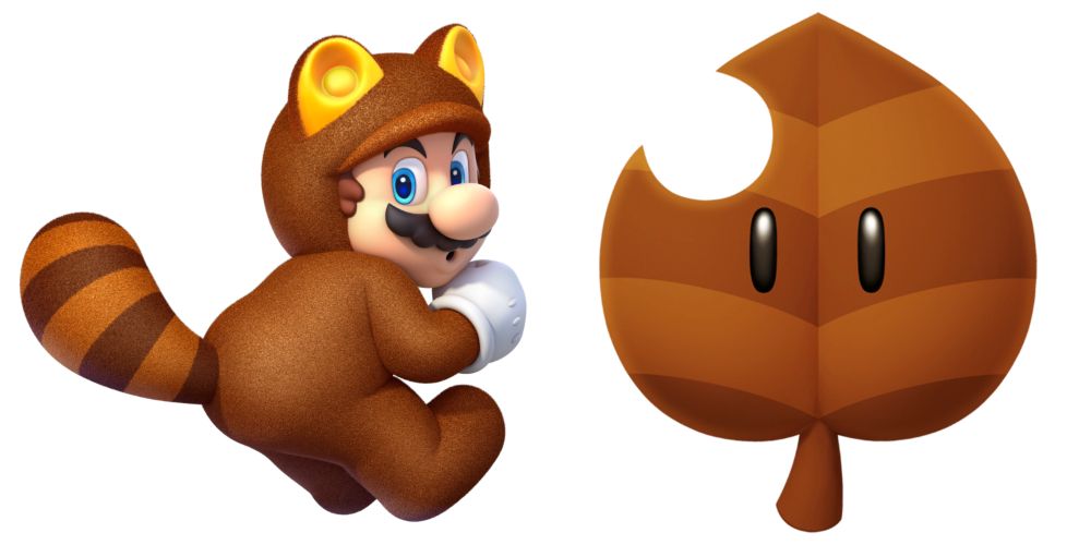 Tanooki Mario And Super Leaf From The Video Games