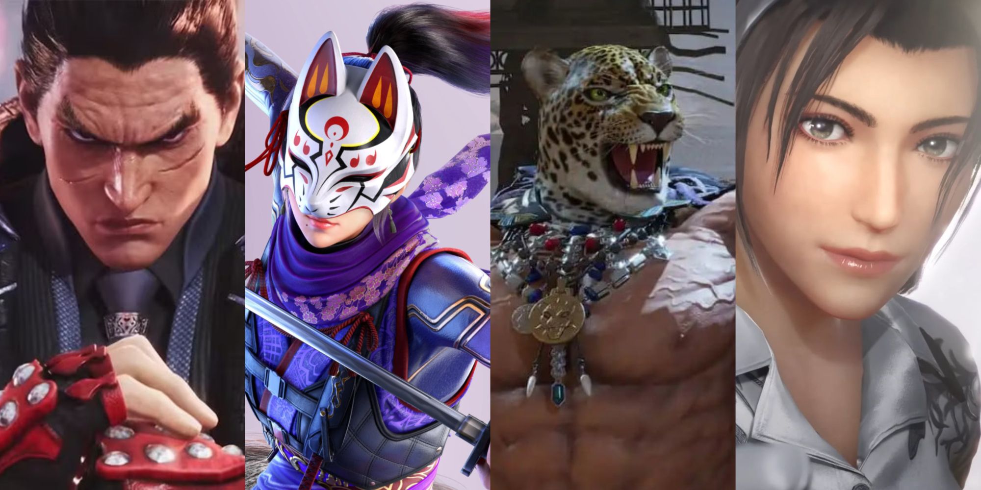 Kazuya, Kunimitsu, King, and Jun, from the Tekken series