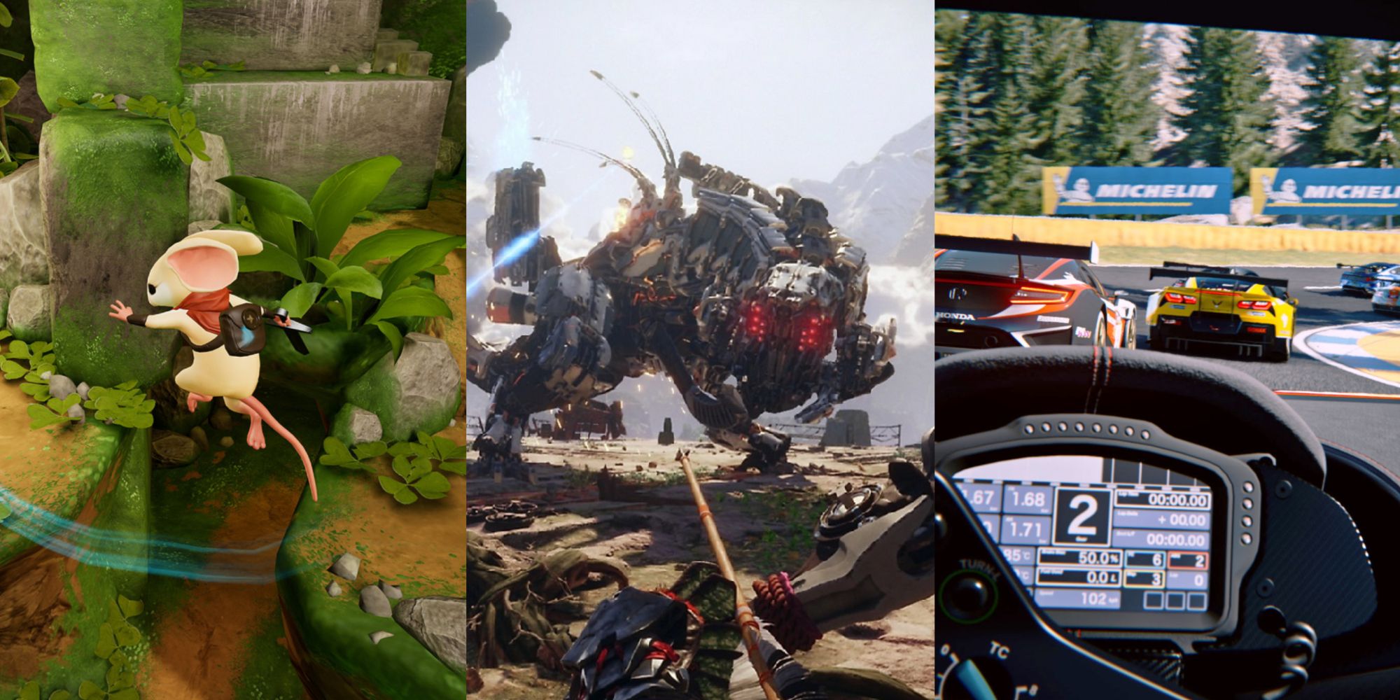 The Best PSVR2 Games, featuring Moss, Horizon Call of the Mountain, and Gran Turismo 7