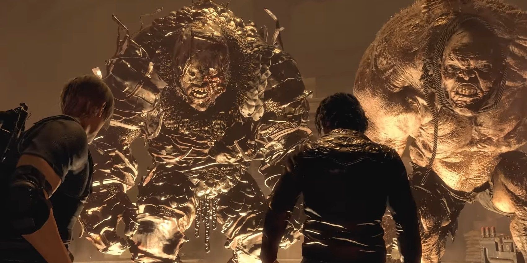 A double El Gigante fight in the Resident Evil 4 remake.