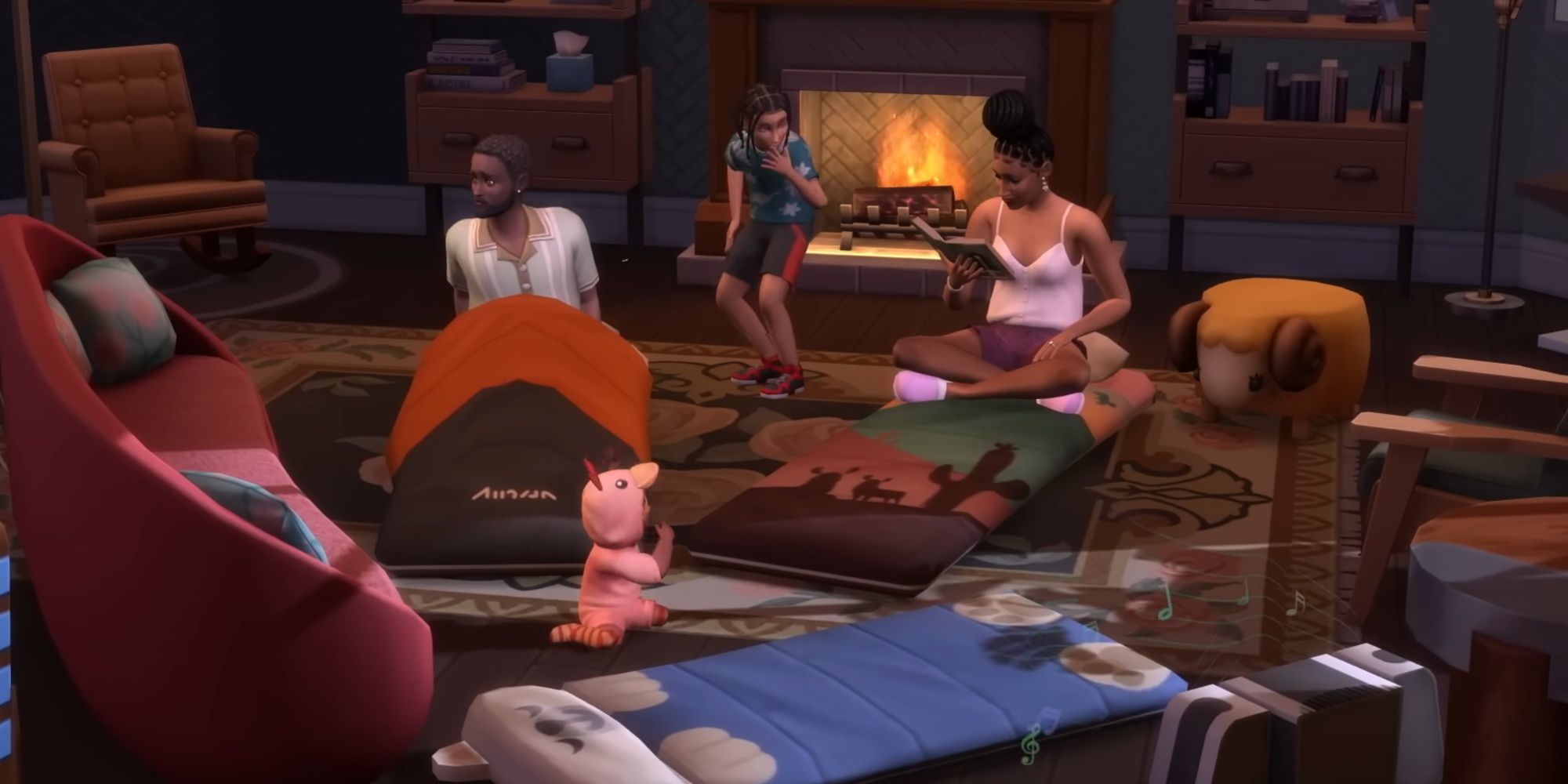 The Sims 4 Growing Together - A Sim family has a party in the living room