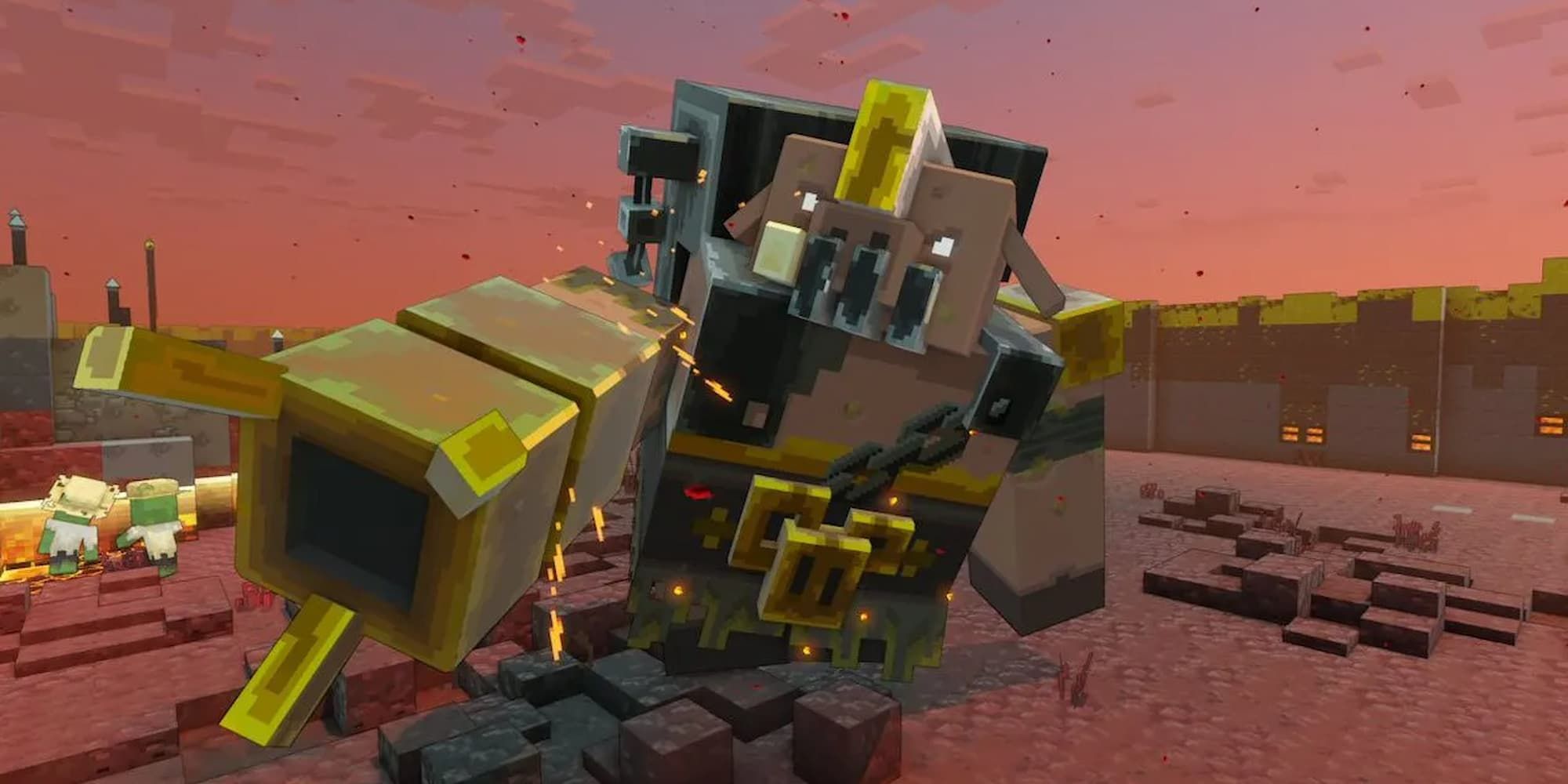 L'Incassable Pointe Son Bras Canon, Prêt À Tirer, Dans Minecraft Legends.