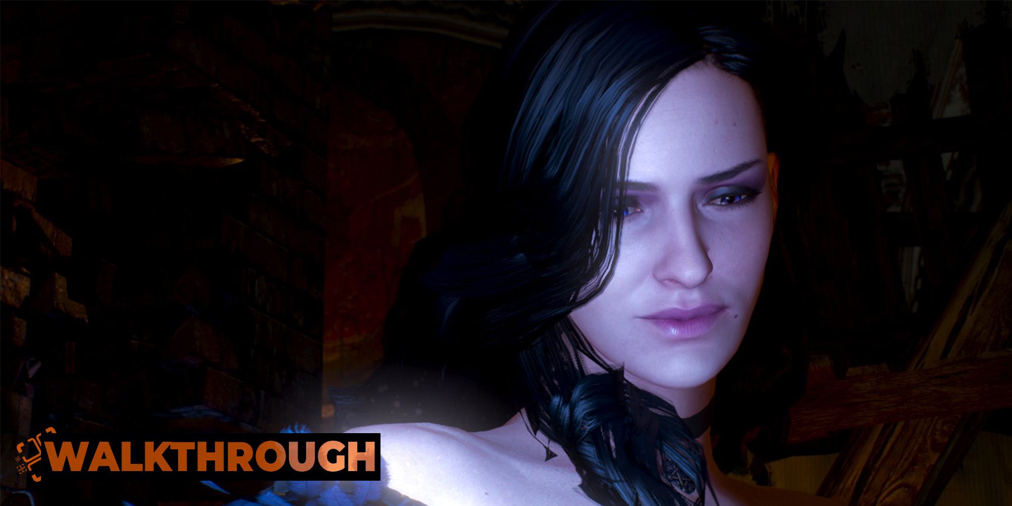 Yennefer&rsquo;s face is illuminated by bright blue magic as she channels a spell in The Witcher 3.
