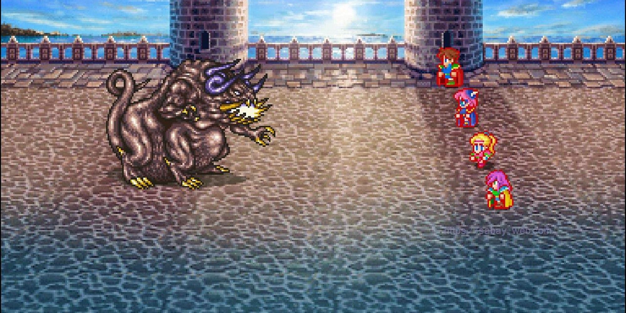 Twintania stands facing the party to attack - Final Fantasy 5