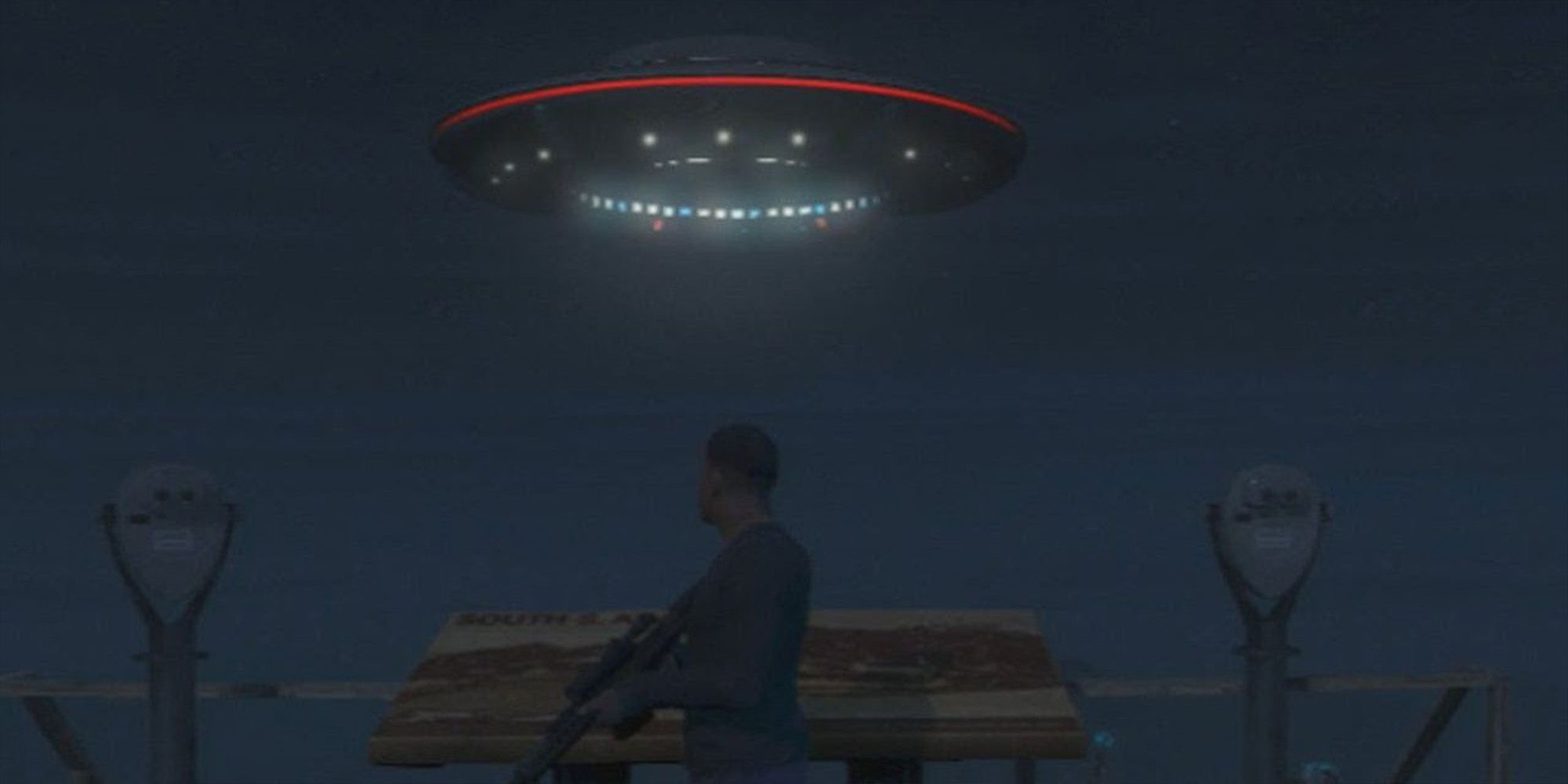 UFO floating over Mount Chiliad in GTA V