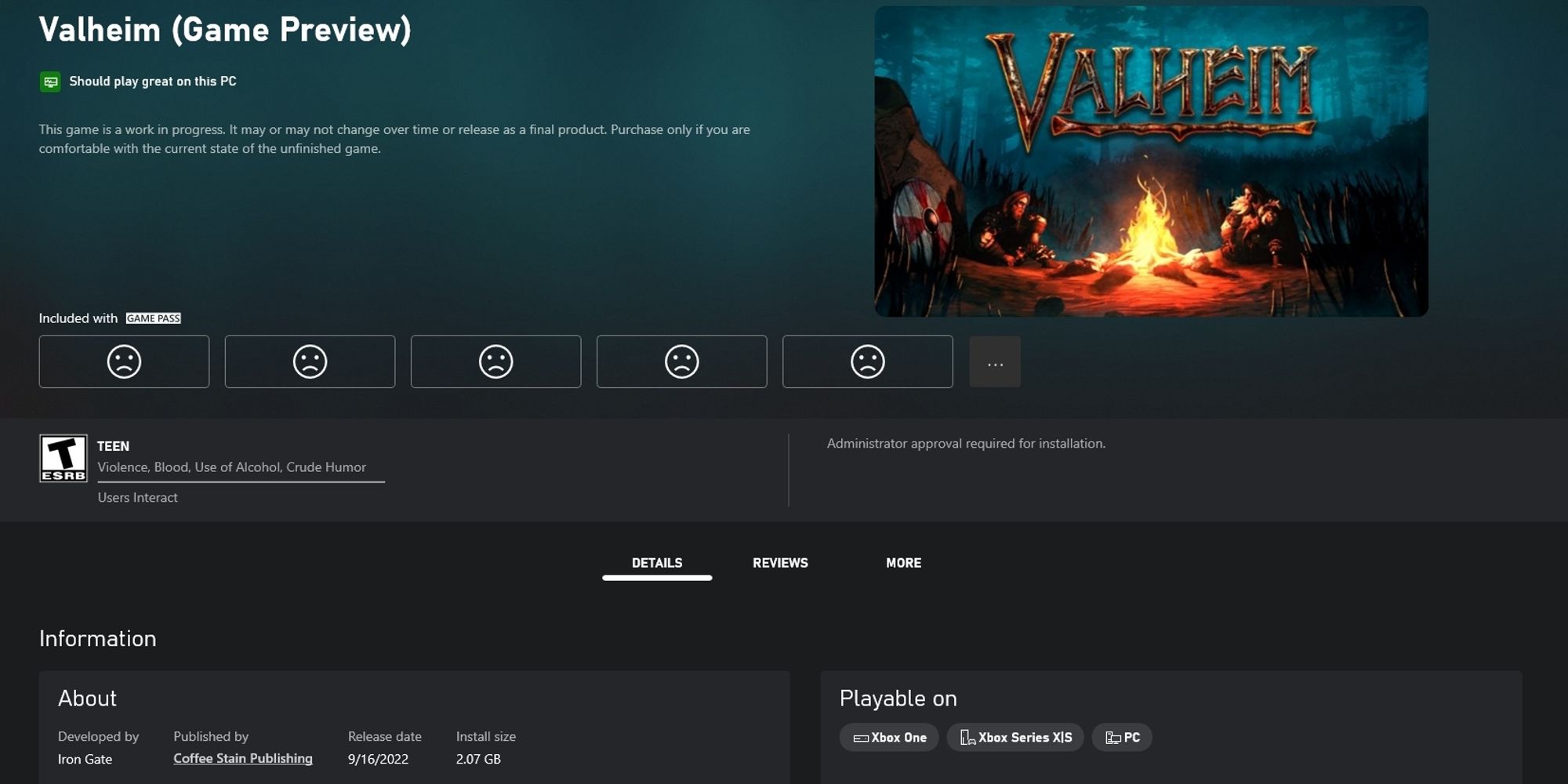 valheim game pass download screen