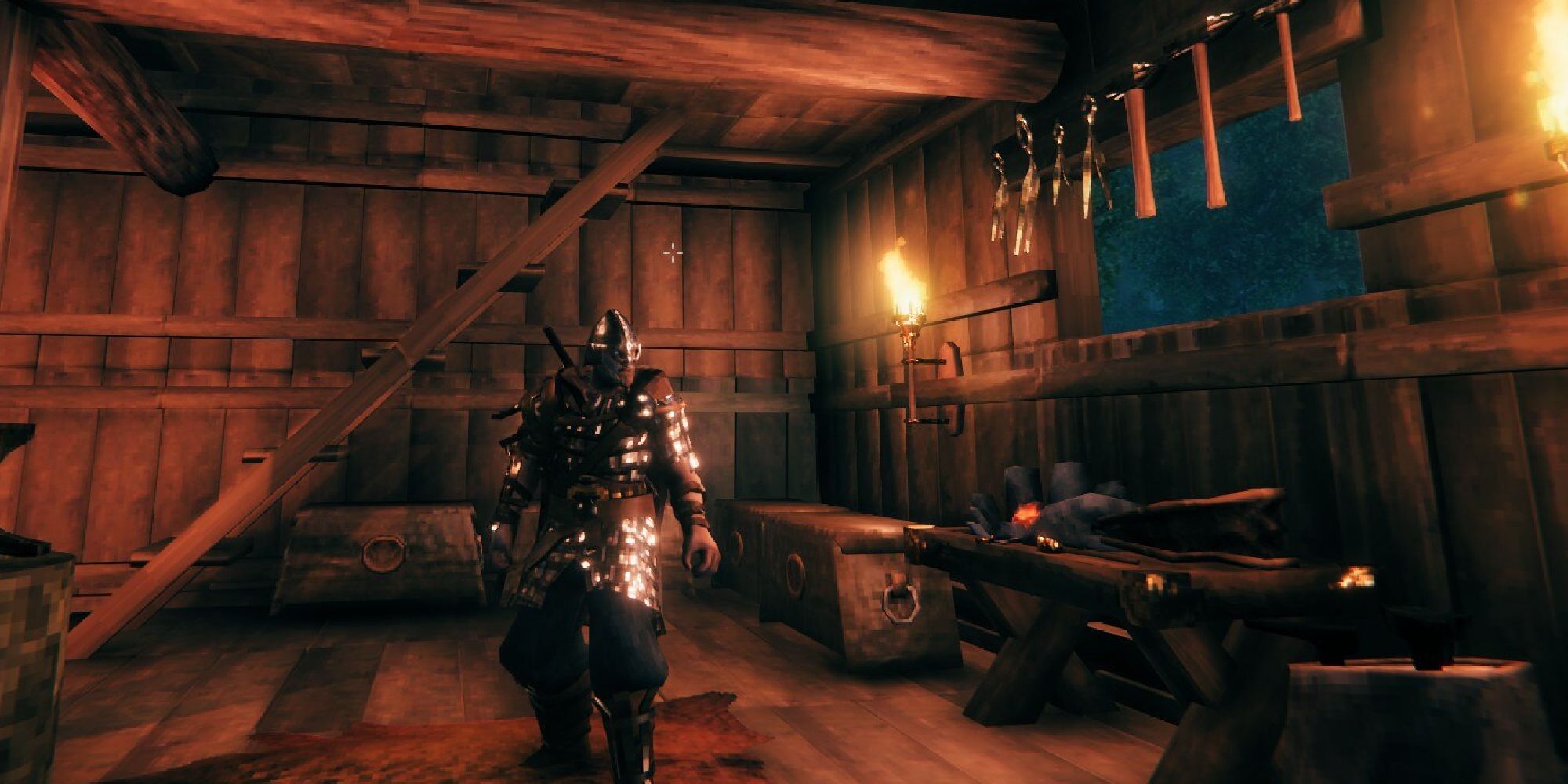 valheim player wearing iron armor set