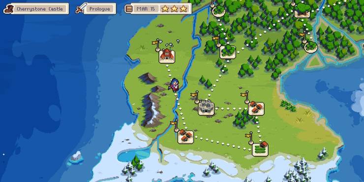 Character travelling on the map in Wargroove
