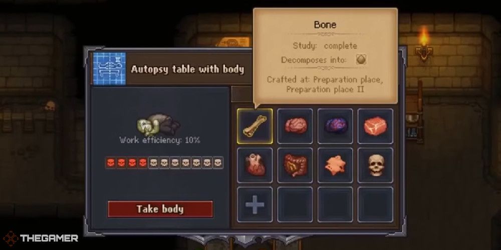 Zombie Autopsy Table Screen from Graveyard Keeper