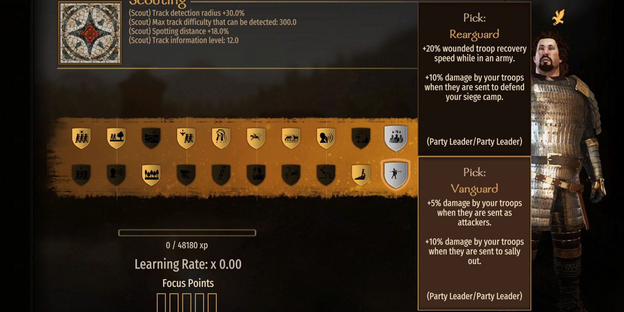 Mount & Blade 2: Bannerlord Vanguard Perk: +5% damage when troops are sent as attackers.  +10% damage when your troops sortie.