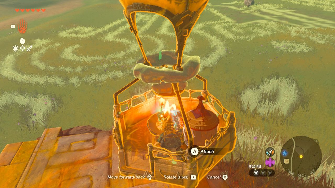 Link Lights Fire And Rides Balloon With Impa Above Geoglyph