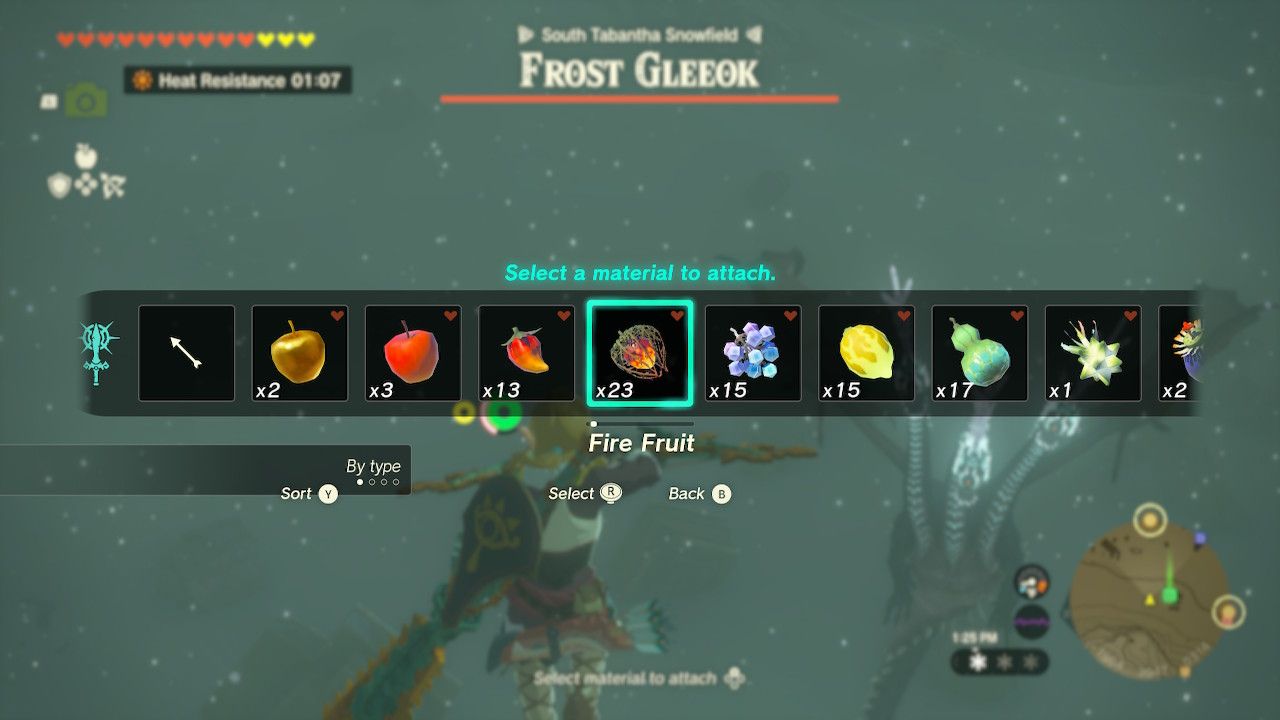 Fire Fruit to Arrow link fuse to fight Frost Gleeok