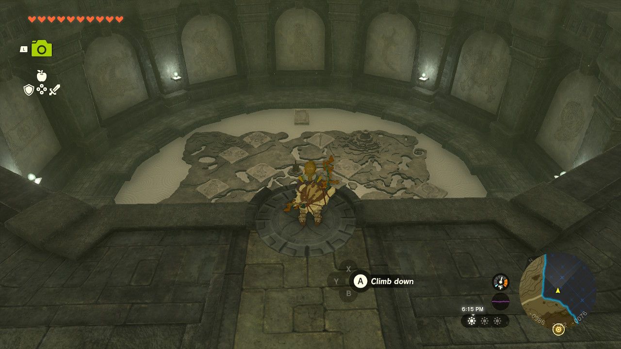 Link Looks Down At Forgotten Temple Final Room And Geoglyph Map
