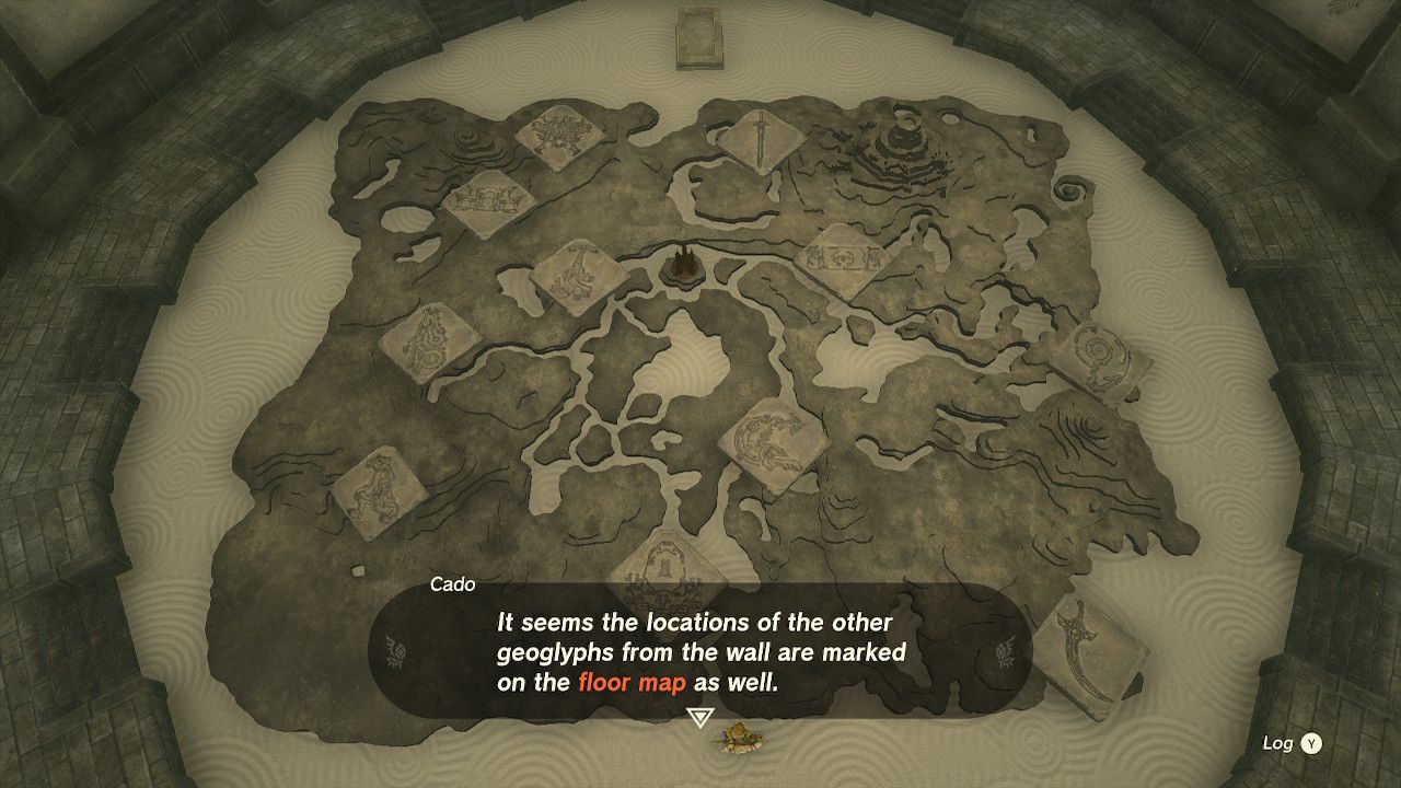 Impa And Cado Talk While Looking At Geoglyph Hyrule Map