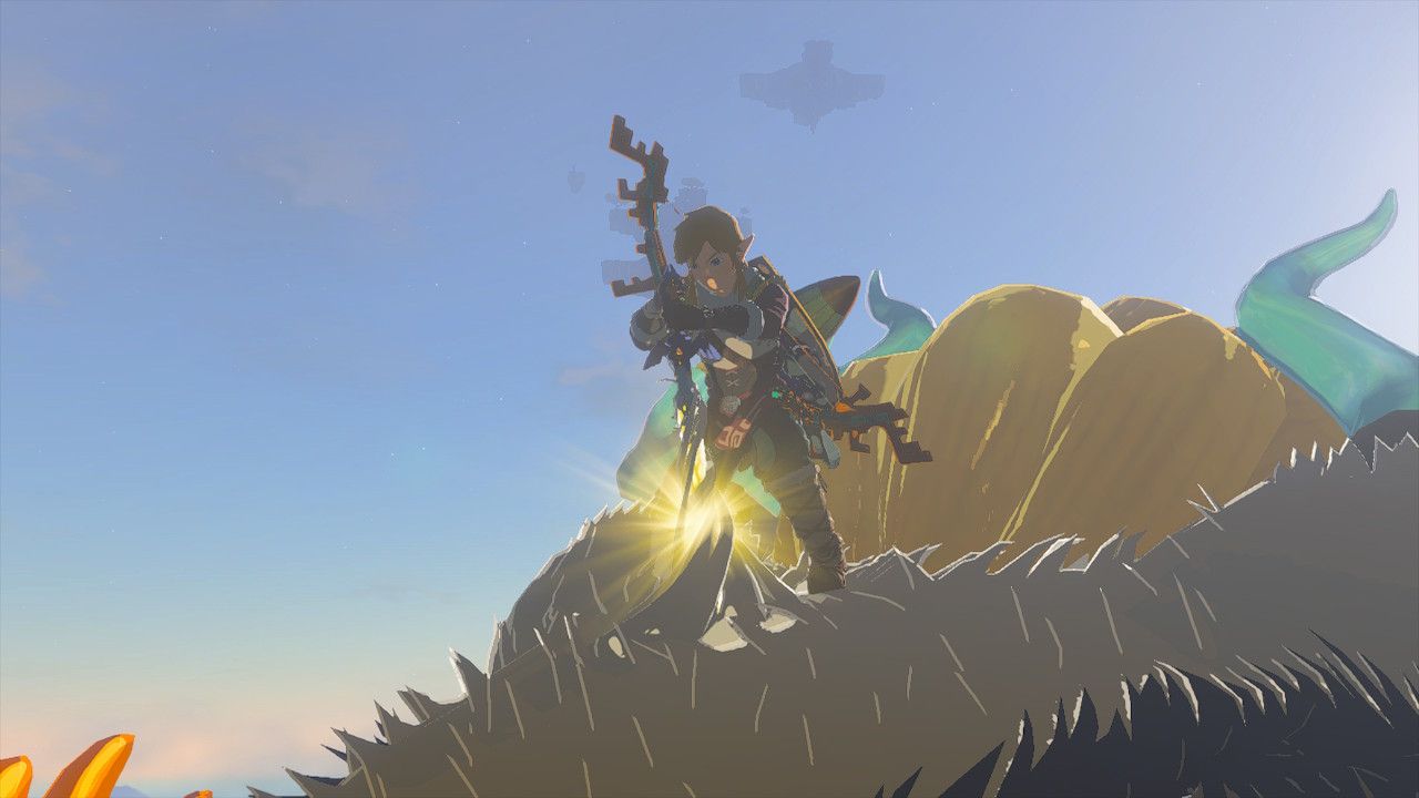 Link Pulls The Master Sword Out Of Dragon Zelda's Head