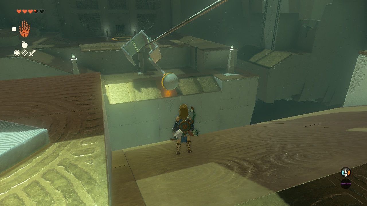 Link sending his claw shape to the beginning of the shrine to complete the puzzle at the Lunakit Shrine in The Legend of Zelda Tears in the Kingdom