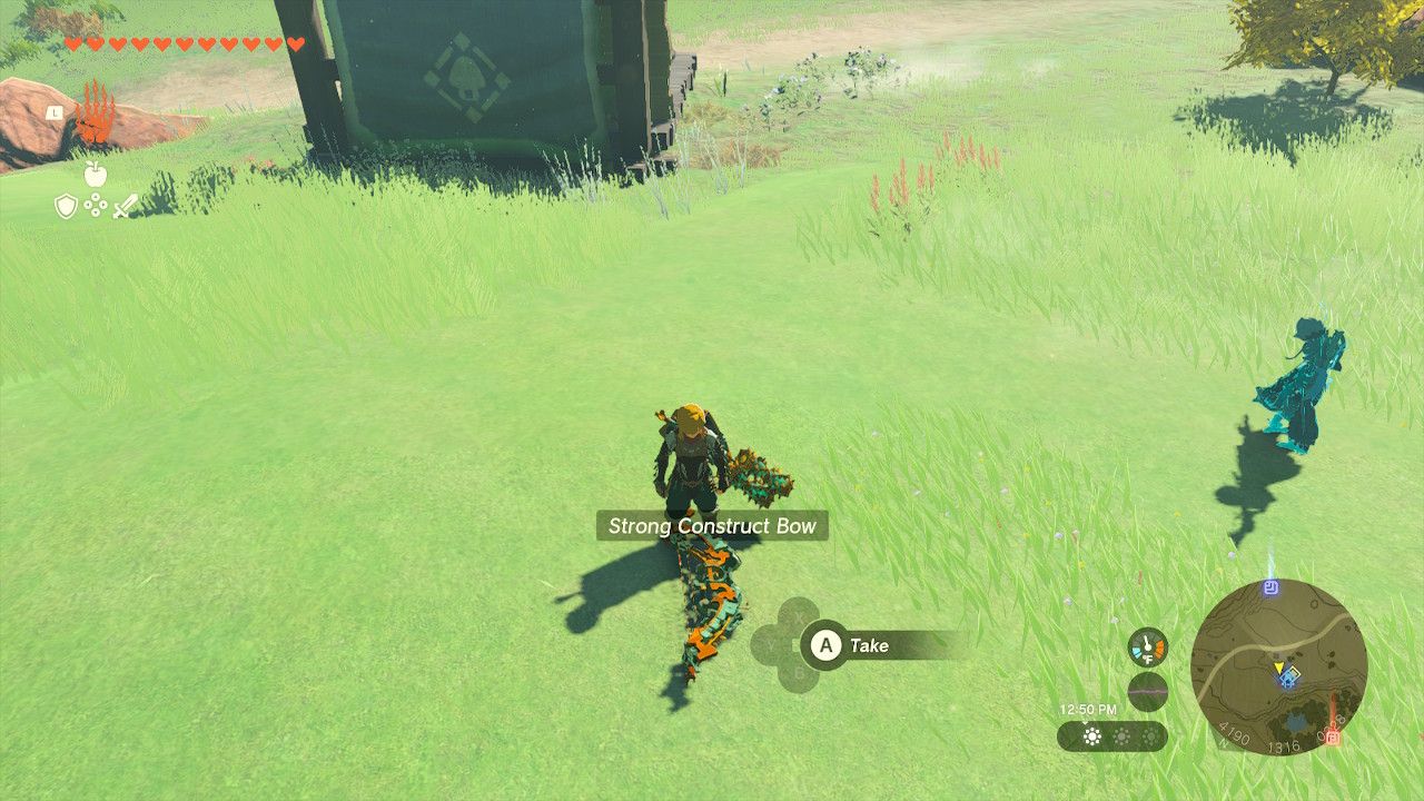 Link looks at the lowered bows on top of each other to duplicate