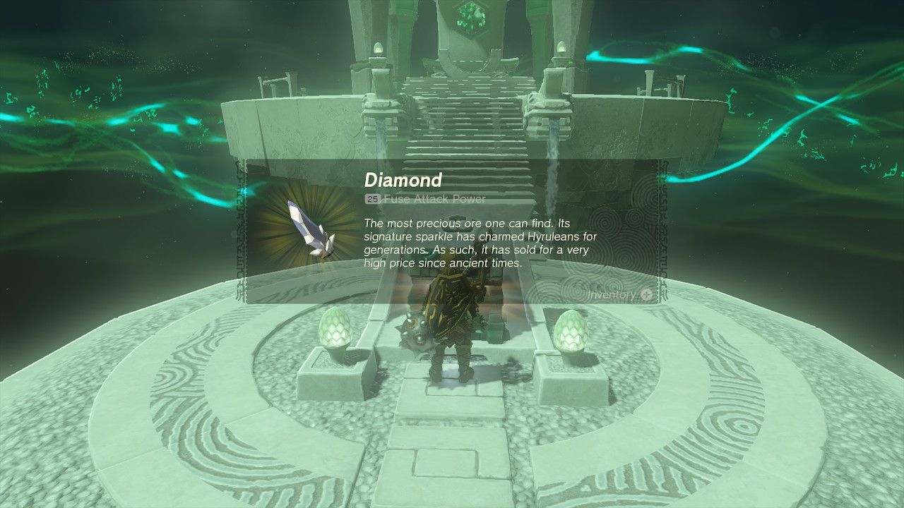 Link receives a diamond reward from Jochii Higa Shrine