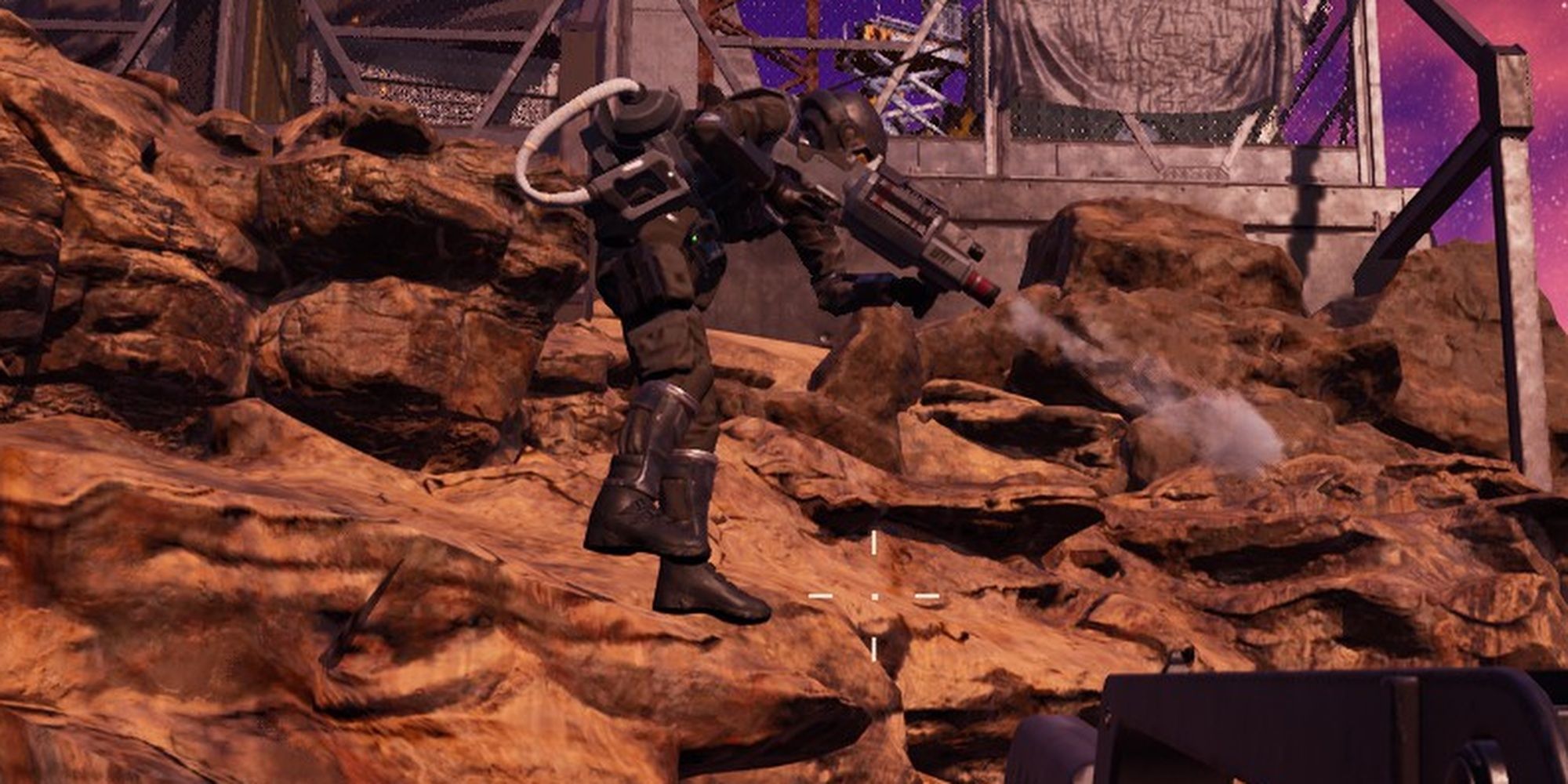 Starship Troopers: Extermination - An Operator Firing The Grenade Launcher From Another Perspective