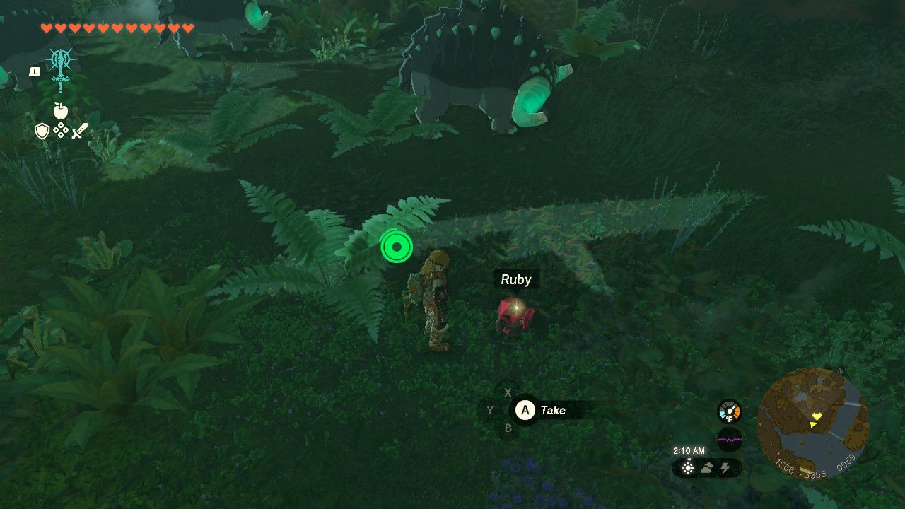 Link picks up rubies from Dondons on Lake Floria