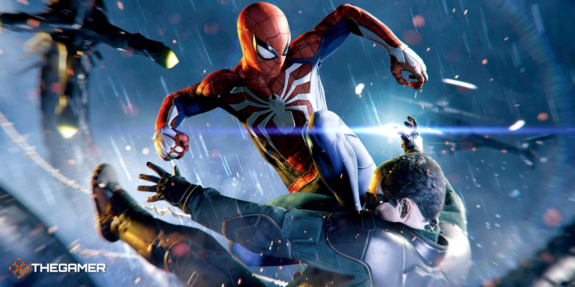 Spider-Man Donne Un Coup De Pied À Doc Ock Dans Spider-Man De Marvel