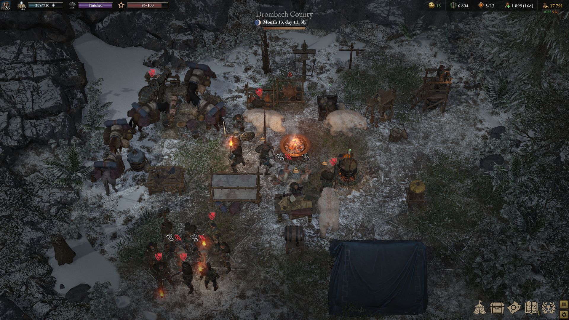 In Wartales a group of prisoners are surrounded by guards to prevent them from escaping at night