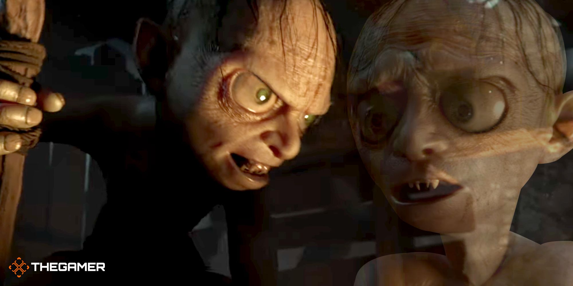 Multiple shots of Gollum in The Lord of the Rings: Gollum.